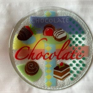 Peggy Karr 8” Fused Glass "Chocolate" Round Plate